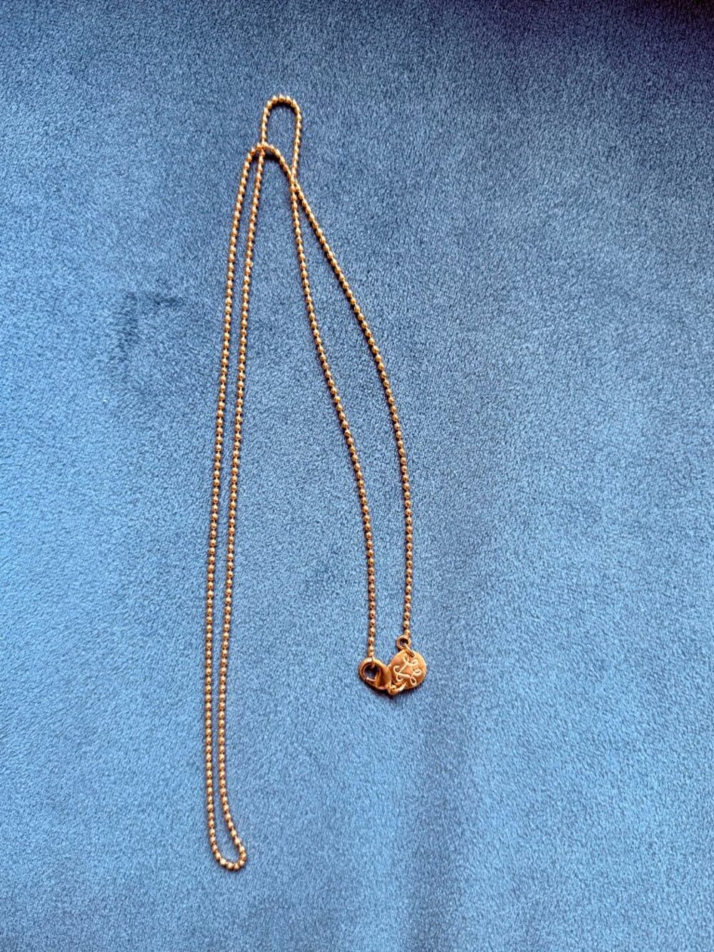 Addison Weeks 32” Long Beaded Ball Chain Necklace Logo Tag